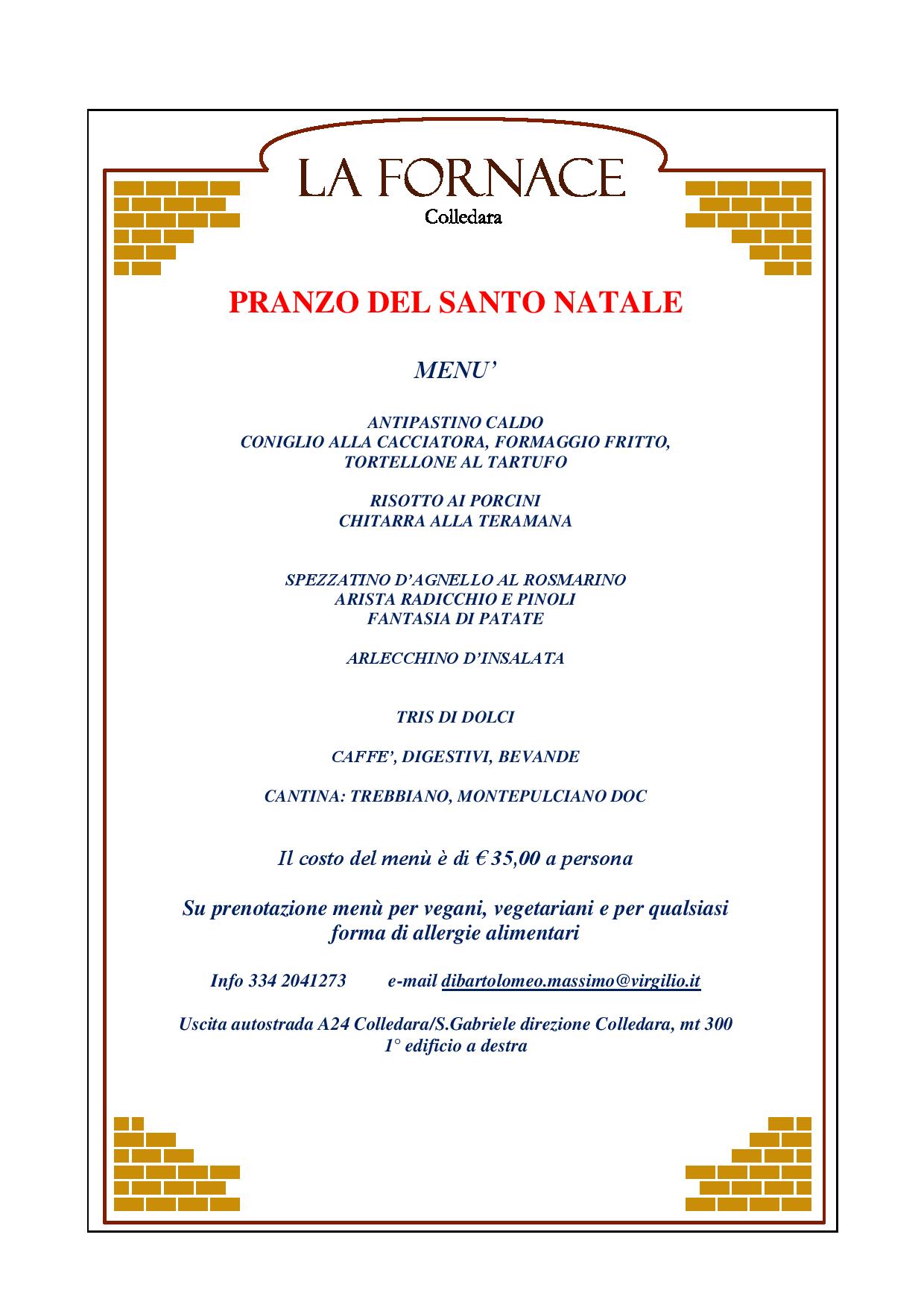 Menu Di Natale 2020 Ristoranti.Ristorante La Fornace Matrimoni Cerimonie Occasioni Speciali E Meeting E Comfort